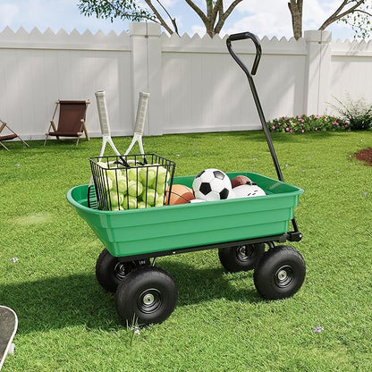 All-Terrain Garden Dump Cart with Removable Bed | 600Lb Heavy Duty Utility Wagon for Yard Work | 180° Pivoting Handle for Easy Control | Hauls Soil, Plants, Tools with Ease