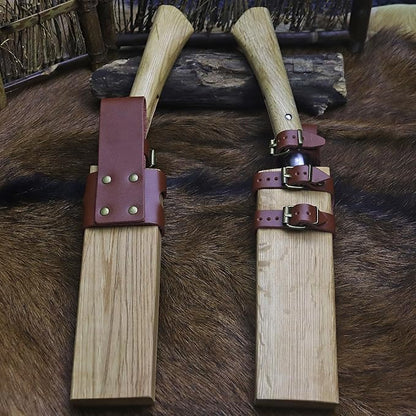 BA-KOR (Pioneer ) (15") DC53 steel 6mm thickened full Tang fixed knife+ Wooden sheath &(5.9IN) Cerium Igniter, suitable for outdoor hunting, cutting, chopping, camping, obstacle removal, exploration, fishing, EDC, BBQ (Mirror Light Edition)