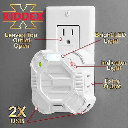 Riddex X Plus Insect Repellent - Plug in, Mouse Deterrent - Pest Reject for Defense Against Rats, Mice, Roaches, Bugs and Insects - Control Pests with No Toxins