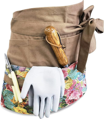 Garden Apron for Woman, Serve Apron Cute, Flora Half Apron with 8 Pockets, Valentines Gift for Mom Wife Girlfriend