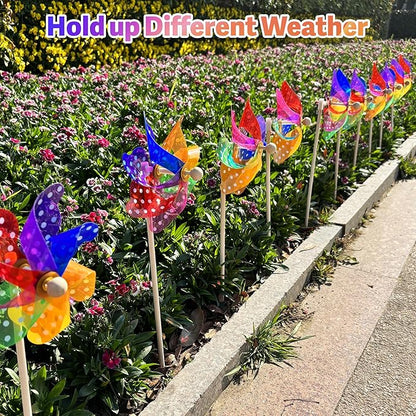 IilLittle 10 Pack Rainbow Pinwheel, No Assembly Required, Pinwheels for Kids, Pinwheels for Yard and Garden, Kids Party Decoration, Lawn Decoration, Picnic Party Decorations