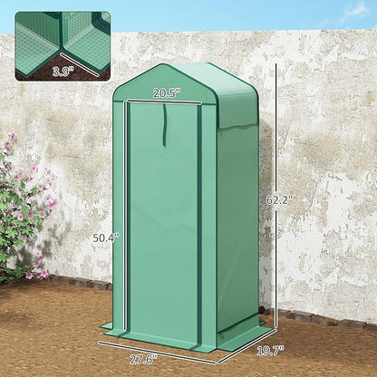 Outsunny 4 Tier Mini Greenhouse with Screen Roof, 27.6" x 19.7" x 62.2", Portable Small Greenhouse with High Strength PE Cover, Roll-Up Zipper Door for Garden Yard Backyard, Green