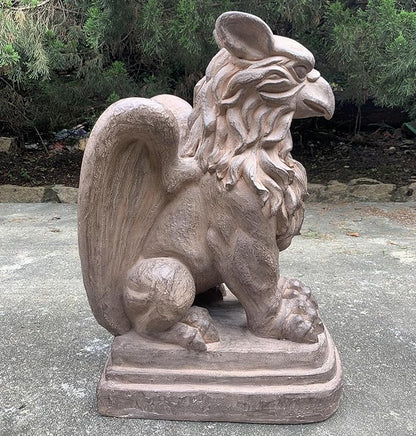Zaer Ltd. Set of 2 Garden Griffin Statues, Magnesium-Cement Sculptures, 28.3" H Outdoor Entrance Decor (Antique Rust)