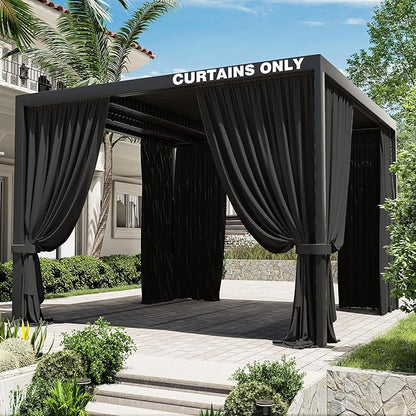 Gazebo Universal Replacement Privacy Curtain,12'×12' Gazebo Outdoor Waterproof Curtains, 4-Panels Sidewall Curtains with Double Zipper for Patio Canopy, Garden and Backyard (Curtain Only)