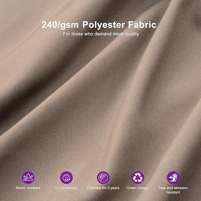 PURPLE LEAF 11 FT Cantilever Patio Umbrella Outdoor Umbrella with 280lbs Base Large Rectangular Windproof Offset Umbrella for Pool Deck Garden, Ash Mocha