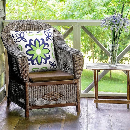 Pyonic Set of 4 Outdoor Pillow Covers 20x20 Waterproof Decorative Throw Pillow Covers Floral Printed Farmhouse Boho Pillowcase for Patio Funiture Garden Navy Blue