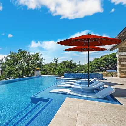 Midtown Umbrellas Push Pop Sunbrella Umbrella 8 Feet Outdoor Umbrella in Red Acrylic Fabric - Patio Umbrella, Backyard Umbrella, Garden Umbrella, Picnic Table Umbrella & Pool Umbrella - Black Pole