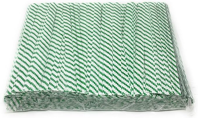 4" Length Twist Ties, 1000 Green White Plastic Coated, No Rip, Paper Ties Cello General Use, Party Favor Treat Bags, Small Orders Packaging, Closures to Secure Product (1000 Green White)