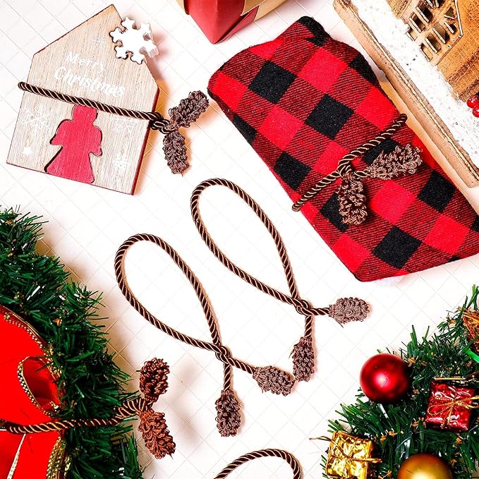 Shappy 6 Pieces Christmas Garland Banister Ties Christmas Decorative Reusable and Flexible Twist Ties for Garland, Banister Home Decoration (Brown)
