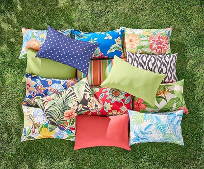 BrylaneHome Lumbar Pillow - 20" L x 13" W - Patio & Outdoor - Water, Stain & Fade Resistant - Geranium