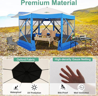 COBIZI 15x15ft Extra Large Pop-Up Gazebo Canopy Tent with Mosquito Netting, Spacious Easy Set-Up Screened Shelter, Durable Outdoor Pavilion with Ground Stakes, Perfect for Patio, Backyard, and Lawn