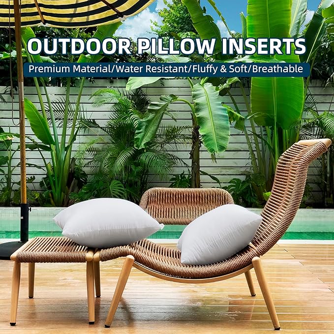 20 x 20 Outdoor Pillow Inserts Pack of 4 Large Throw Pillow Inserts Waterproof Patio Furniture Pillows Decorative Porch Couch Pillows Premium White Square Sofa Cushion Sham Stuffer