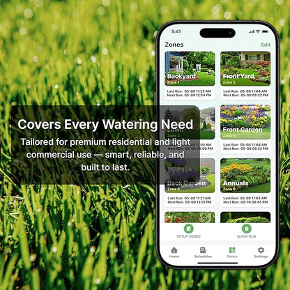 ImoLaza Outdoor Smart Sprinkler Controller, 16-Zone WiFi Irrigation Controller with Hyper-Local Weather, App Remote Control, Works w/ Alexa, Auto Watering, Rain/Freeze/Wind Skip, Smart Fault Detection