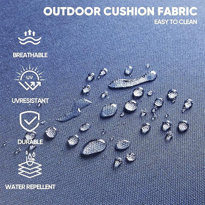 Swivel Patio Chairs sofa Set of 5 with 6" Thick Cushion - Wicker Outdoor Swivel Rocker Patio Chair ,Sofa/Glass coffee table, High Back Comfortable Outdoor Glider Chairs - Grey Wicker | Blue Cushions