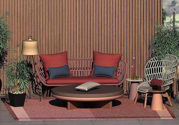 Rectangle Outdoor Lumbar Pillows, 10x18 inches Waterproof Patio Pillows, Decorative Waist Pillows for Outdoor Furnitures, Set of 2, (Brown and Beige)