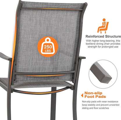 NUU GARDEN Patio Dining Chairs Set of 4, All Weather Textilene Patio Chairs,Powder-Coated Metal Frame Outdoor Patio Bistro Dining Chairs for Lawn Garden Backyard, Light Gray
