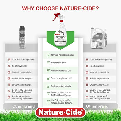 Nature-Cide Outdoor. Insecticide and Repellent. All Natural Pest Repellent, Roach, Spider, Mosquito and Ant Spray to Keep Your Home Safe. No Strong Odor. 32 oz