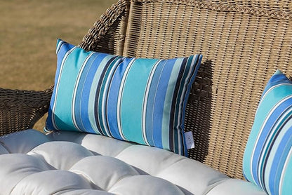 RSH DECOR: Sunbrella Lumbar Throw Pillows Set of 2 | 20" x 12" | Water and Fade-Resistant Performance Fabric | Outdoor Pillow Covers with Down-Alternative Inserts | Dolce Oasis