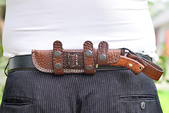 Bushcraft knife, Hunting Knife with Sheath, Belt Knife with Rosewood Handle, High Carbon Steel Blade Knife (Beast)