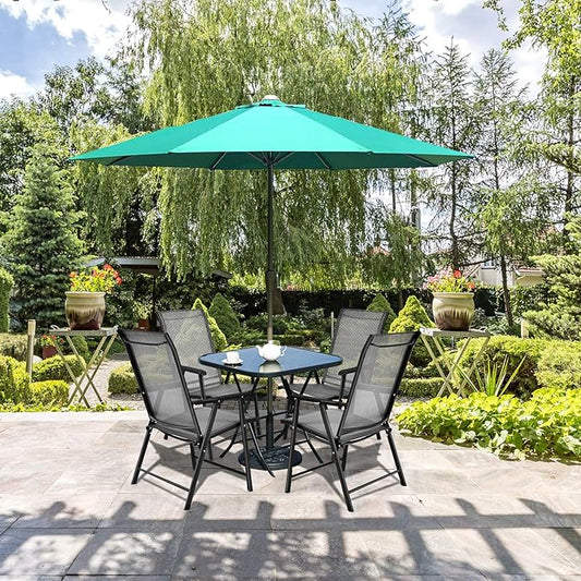S AFSTAR Folding Patio Chairs Set of 6, Metal Textilene Patio Dining Chairs with Armrests, Foldable Sling Chairs Outdoor Lawn Chair for Garden Backyard Porch Deck, 330LBS Load (Gray)