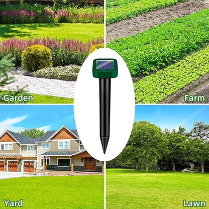 8 Pack Solar Powered Mole Repellent Ultrasonic Stakes - Outdoor Snake, Gopher, Vole, Groundhog Repeller for Yard & Lawn, Waterproof Pest Deterrent for Garden & Farm
