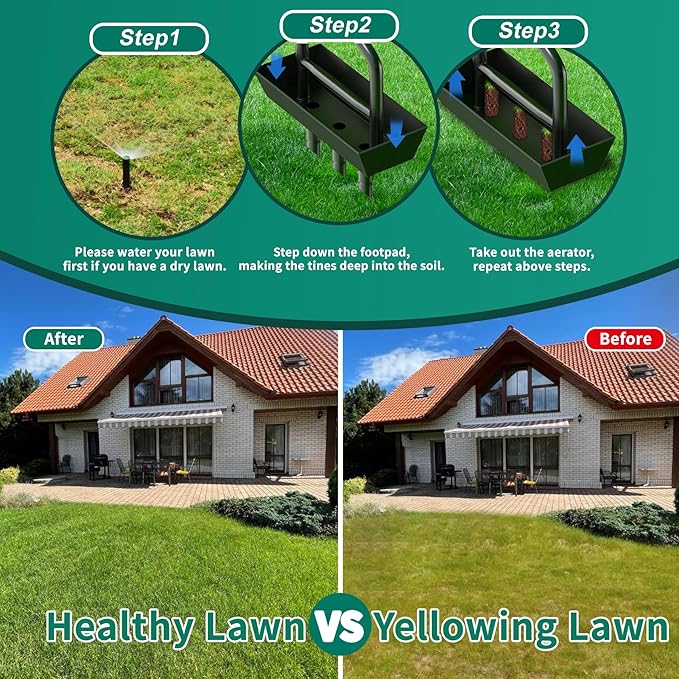 Core Aerator Lawn Tool,Lawn Aerator for Lawn Care, Aerator Lawn Tool for Gardens courtyards Golf Courses，Lawn Aerator Tool with Collector