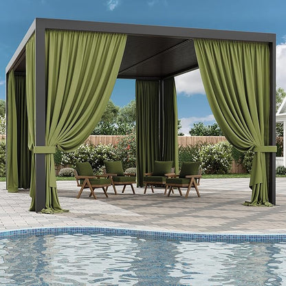 Gazebo Universal Replacement Privacy Curtain,12'×16' Gazebo Outdoor Waterproof Curtains, 4-Panels Sidewall Curtains with Double Zipper for Patio Canopy, Garden and Backyard (Curtain Only)