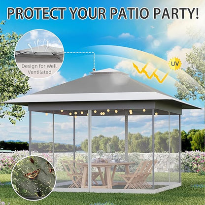 Bezseller 13x13 Pop Up Gazebo Tent with Mosquito Netting – Quick Set Up, Water-Resistant Outdoor Canopy for Patio, Garden, Backyard, and More,Deep Grey