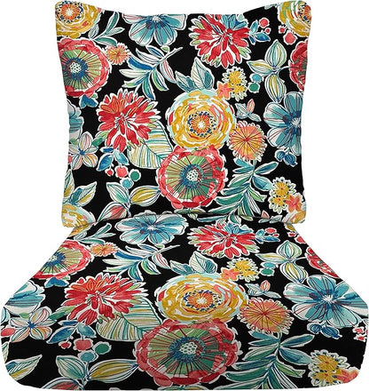 RSH DECOR: Deep Seating Cushion with Pillow Back | 24” x 27” Seat | All-Weather Spun Fabric | Water and Fade-Resistant | Outdoor Chair Cushion Set for Patio Furniture | Colsen Noir