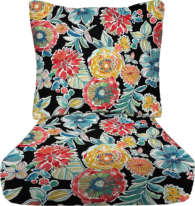 RSH DECOR: Deep Seating Cushion with Pillow Back | 25” x 25” Seat | Water and Fade-Resistant Spun Fabric | Outdoor Chair Cushion Set for Patio Furniture | Colsen Noir