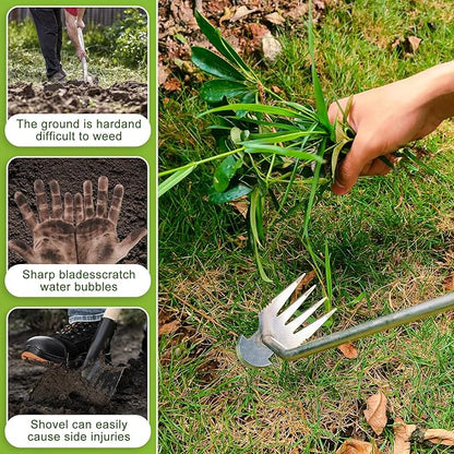 Weed Puller Tool,Portable Garden Weeder Tool,Crack Weeder Crevice, 4 Teeth Weeding Tool, L-Shaped Weeding Tool, Weeding Artifact Tool for Gardening(2 Pcs)