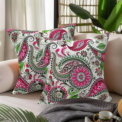 WOLKI Waterproof Outdoor Pillows 20x20 Feather and Down Filled Throw Pillow for Patio Furniture, Outside Decorative Pillow Set of 2 Flower