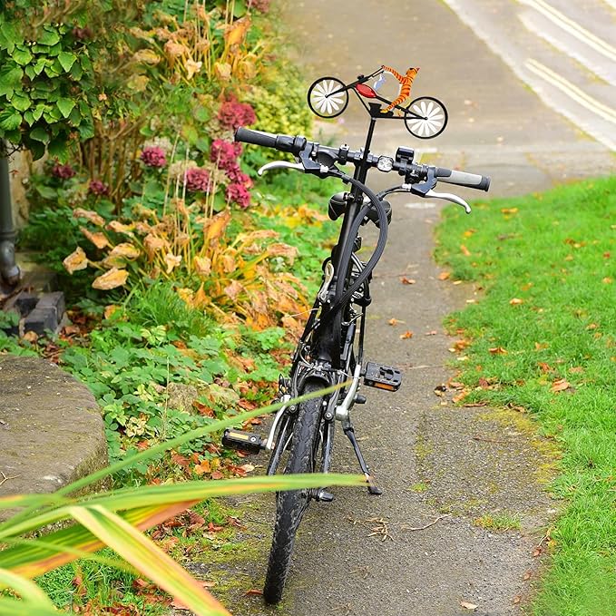 Vintage Cat Bicycle Wind Spinner, Funny Animal Riding Bike Metal Spinners Decoration Sculptures, Colorful Kinetic Pinwheels with Stakes for Yard Garden Lawn, Pet Pin Wheels Outdoor Decor