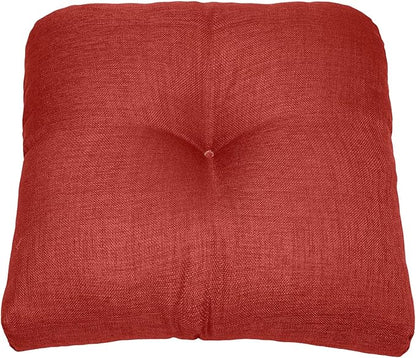 BrylaneHome Tufted Chair Cushion - 18" L x 17" W x 3" H - Patio & Outdoor - Patio & Outdoor - Water, Stain & Fade Resistant - Geranium