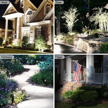 Solar Spot Lights Outdoor, Solar Landscape Spotlights IP65 Waterproof 9.8ft Cable,Auto On/Off Outdoor Wall Lights for Garden Yard Driveway Porch Walkway Pool (6000K White)