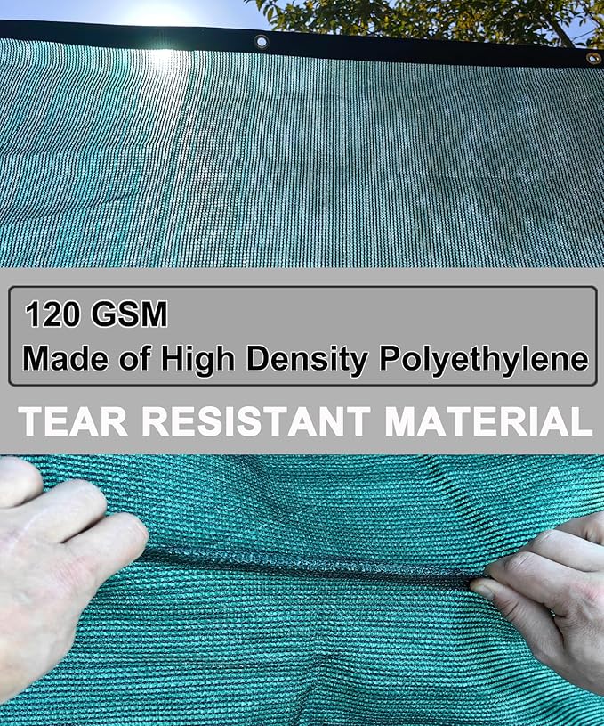 e.share 90% Heavy Duty Shade Cloth for Garden, 6 Ft X 10 Ft Sun Shades Outdoor Patio with Grommets for Plant Covers,Porch Screen,Pergola Shade Cover,Greenhouse,Green
