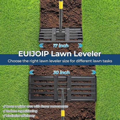 Extra Wide 30" Leveling Rake for Lawn Care - 60in Extendable Stainless Steel Handle with Ergonomic Grip | Professional Grass Leveling Tool for Golf Courses, Soccer Fields, Backyard Turf Maintenance