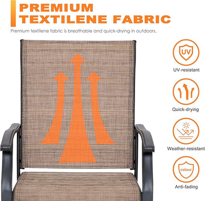 UU Garden Patio Dining Chairs Set of 2, Outdoor Chairs with Armrest, Indoor/Outdoor Chairs Backyard Deck Garden Chair, Restaurant Kitchen Dining Textilene Chair,Brown