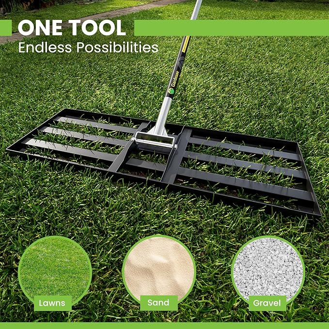 Gardease Lawn Leveling Rake 48" x 10" - Heavy Duty Professional Grade Reinforced Steel Landscape Tool for Soil, Sand & Garden - Superior Strength and Durability
