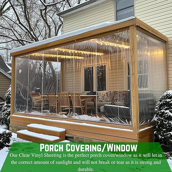 Farm Plastic Supply - Window Covering - 15 Mil - Window Covering, Window Cover, Porch Cover, Porch Screen, Storm Window, Plastic Cover (4.5' x 25')