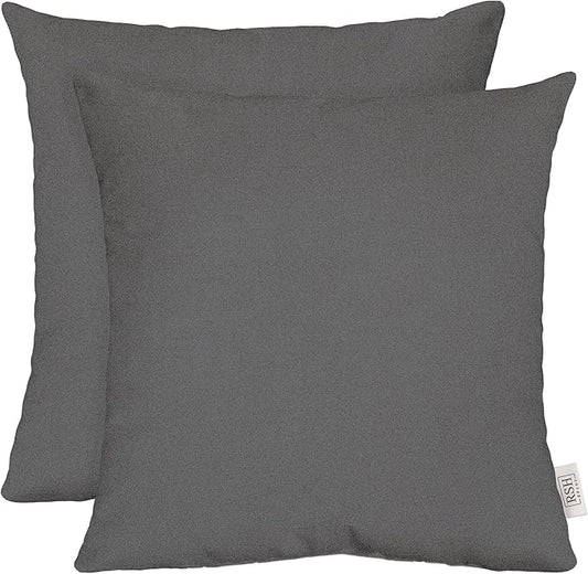 RSH DECOR: Sunbrella Square Throw Pillows Set of 2 | 20" x 20" | Water and Fade-Resistant Performance Fabric | Outdoor Pillow Covers with Down-Alternative Inserts | Made in USA (Cast Charcoal Grey)