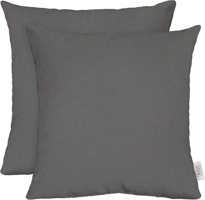 RSH DECOR: Sunbrella Square Throw Pillows Set of 2 | 17" x 17" | Water and Fade-Resistant Performance Fabric | Outdoor Pillow Covers with Down-Alternative Inserts | Made in USA (Cast Charcoal Grey)