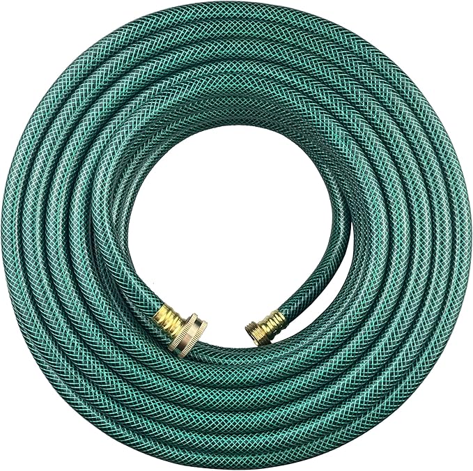 PVC Garden Hose 1/2 Inch Green Heavy Duty Water Hose with Solid Brass Fittings,No Leaking, Flexible,for outdoors,Lawns,Patio (75 FT, Green, Brass Fittings)