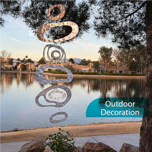 Trenton Gifts Hanging Wind Spinner - Wind Spinners Outdoor Hanging Kinetic Garden Decor - Whirligigs for Yard & Garden - Large Art Deco Design for Outside - Decorative Outdoor Mobiles
