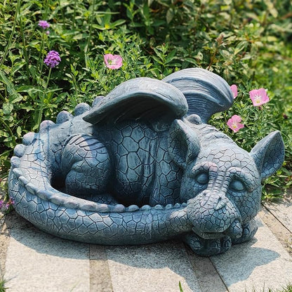 Large Sleeping Dragon Garden Outdoor 22" L Statue Mythical Decor for Lawn Yard Patio Pond Porch Deck Baby Sleeping Dragon Ornament Birthday Presents for Friends Family