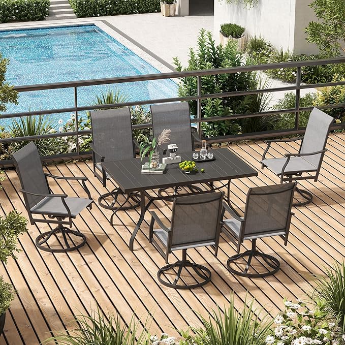 Soohow Outdoor Dining Chairs Set of 2, 360°Swivel Patio Dining Chair with Textilene Fabric, Outdoor Metal Armchair All Weather Resistant, Ergonomic Comfort, Perfect for Patio, Backyard, Balcony