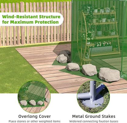 MU 13.4x13.4x8.8 FT Greenhouses for Outdoors, Heavy-Duty Green House for Outside, Walk in Winter Greenhouse with 180g Double Layer PE Cover, Ground Stakes, Great for Garden/Patio/Backyard