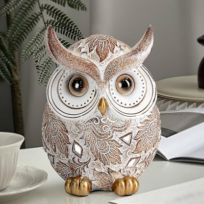 Owl Statue and Figurine for Home Decor Accents Adorable Owl for Shelf Bookshelf Bedroom Living Room Office Table Desk Modern Decorations Animal Sculpture for Birds Lovers