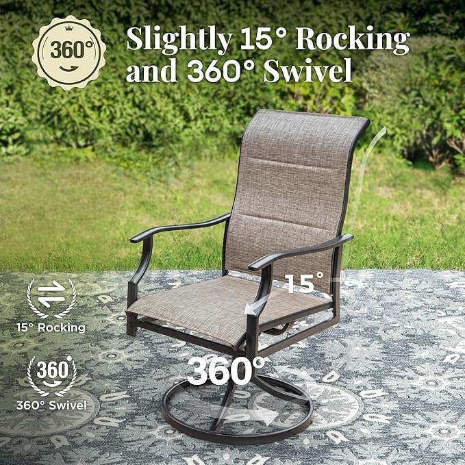 7 Pieces Patio Dining Set, Outdoor Table and Chairs, 6 x Textilene Swivel Dining Chairs and 61" Expandable Patio Dining Table, for Cozy Garden Settings, Grayish Brown