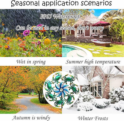 39" Crab Wind Spinners Metal Windmill Garden Stake,Ocean Theme Outdoor Wind Spinner,Wind Sculptures Yard Art Decorations for Patio,Lawn & Garden Decor